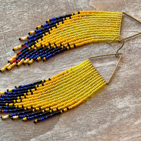Yellow Bead Earrings Etsy