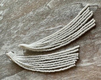 White As Snow - White Beaded Earrings - Long Beaded Earrings - Tassel Beaded Earrings - Handmade Jewelry Gift