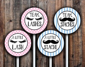 Staches or lashes cupcake toppers printable. 