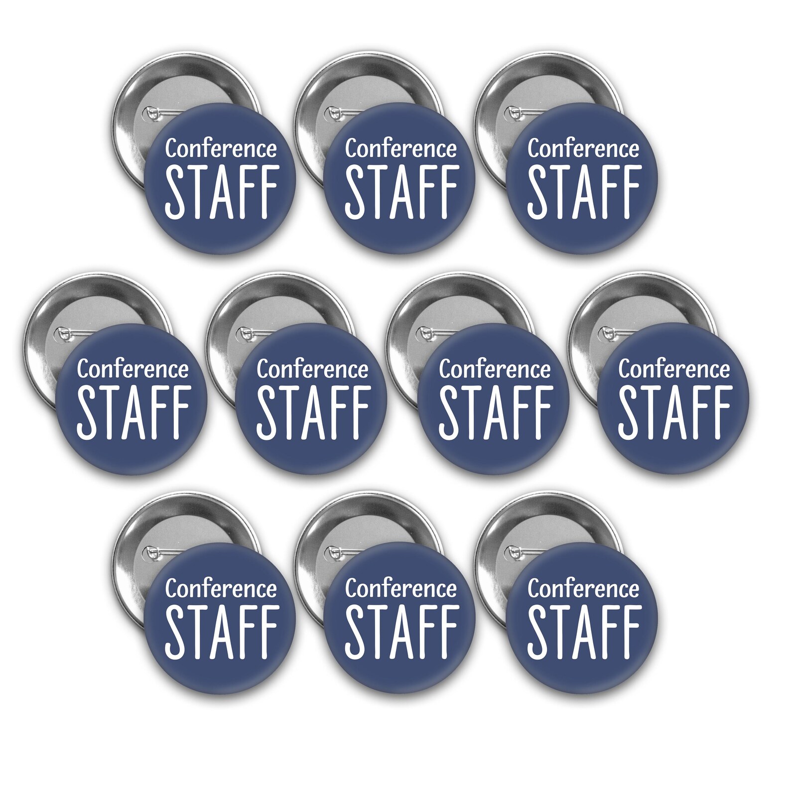 Conference Training Pin Conference STAFF Navy Blue Pin Back Buttons. Set of 10. 2.25 Inch Pins ...