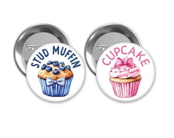 Cupcake Stud Muffin Gender Reveal Pins: Baby Shower Favors