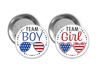 Team Boy/Girl 4th of July Gender Reveal Pins
