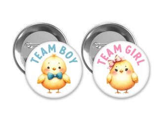 Chick Easter Gender Reveal Pins: Team Boy, Team Girl
