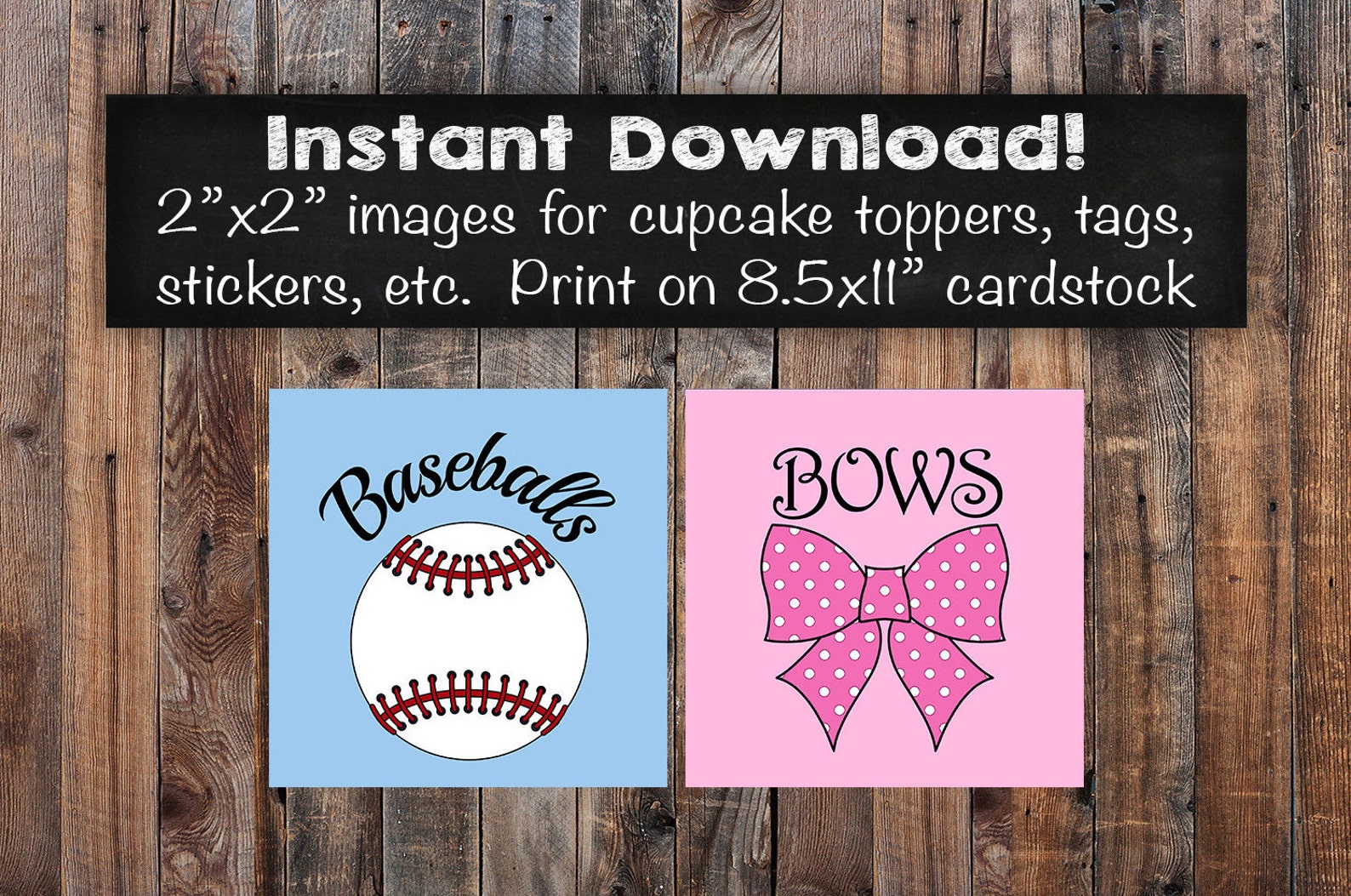 Baseball or Bows Gender Reveal Printable. Instant Download. Etsy