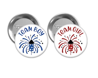 Team Boy and Team Girl 4th of July Gender Reveal Pins
