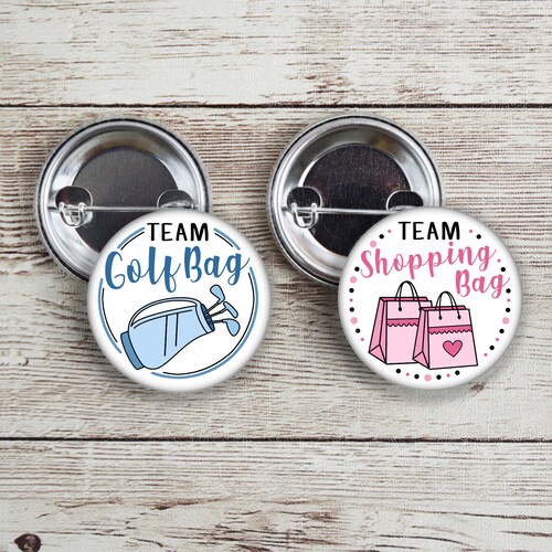 Team Golf Bag and Team Shopping Bag Gender Reveal Pins With Etsy