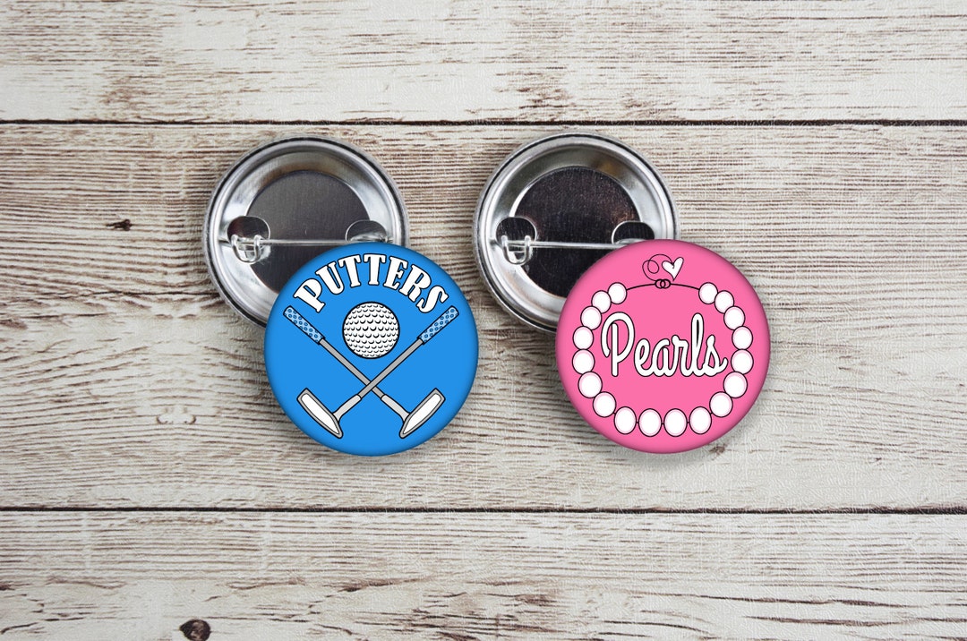 Putters or Pearls Gender Reveal Pins. Pink and Blue. Etsy