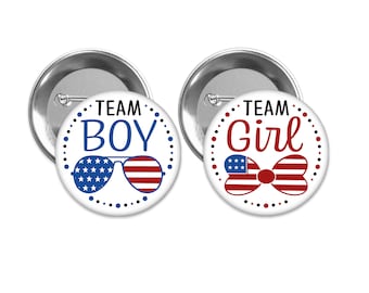 Team Boy/Girl 4th of July Gender Reveal Pins