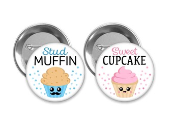 Stud Muffin & Sweet Cupcake Gender Reveal Pins