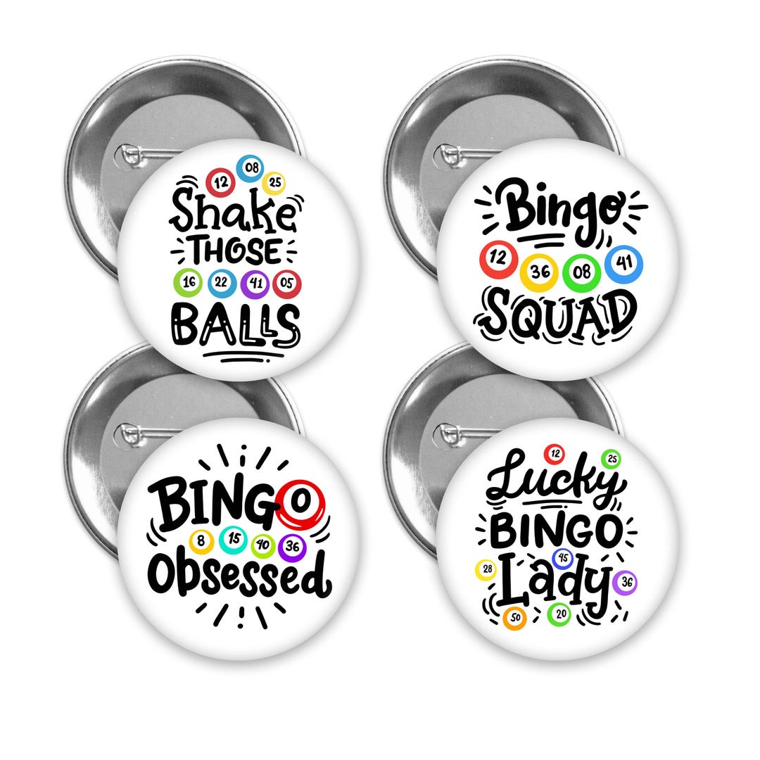 Hat Pin Bingo Example Bingo Lovers Pin Back Buttons. Set of 4. 3 Pin Sizes to Choose From. - Etsy