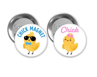 Chick or Chick Magnet Gender Reveal Pins: Easter Theme