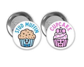 Cupcake Stud Muffin Gender Reveal Pins: Baby Shower Favors