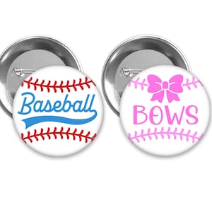 Baseball or Bows Gender Reveal Pins: Party Favors
