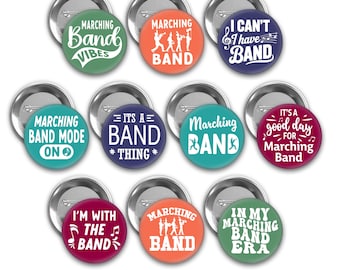 Marching Band Pin Buttons - Set of 10, USA Made
