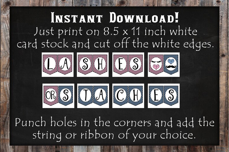 Staches Or Lashes Printable Banner Instant Download Etsy