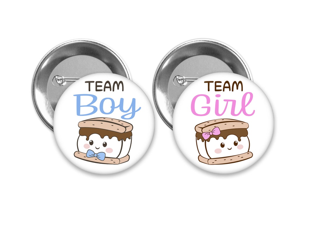 S'mores Gender Reveal Pins: Team Boy, Team Girl - Bonfire Party - Etsy