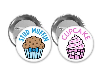 Cupcake Stud Muffin Gender Reveal Pins: Baby Shower Favors