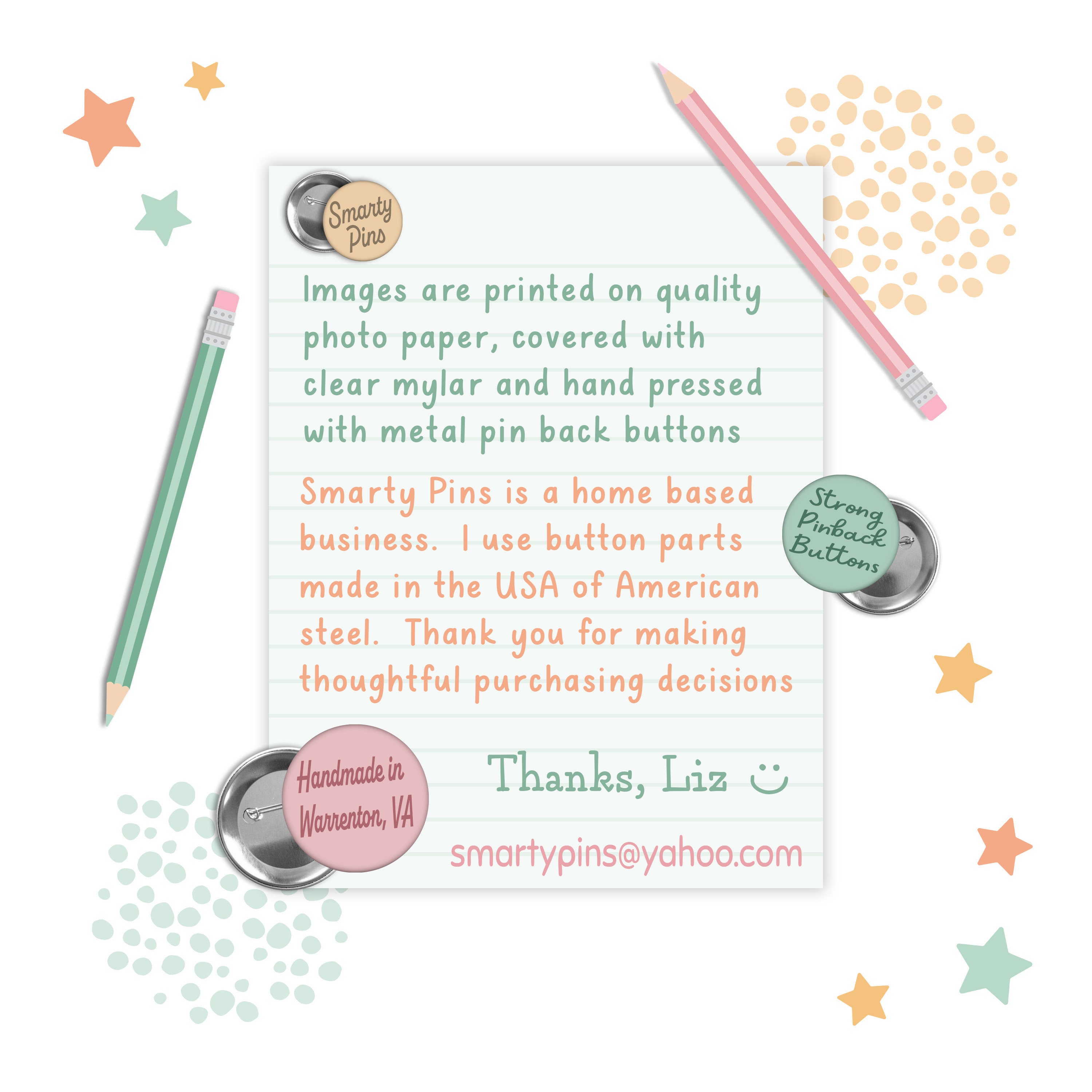 Positive Reward Pin Back Buttons. Set of 10. 3 Pin Sizes to Choose From ...