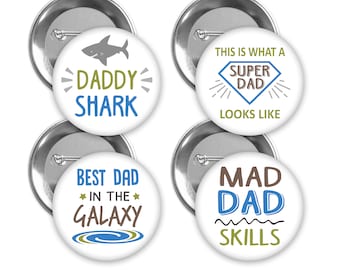 Father's Day Pinback Buttons: Set of 4 Dad-Themed Pins
