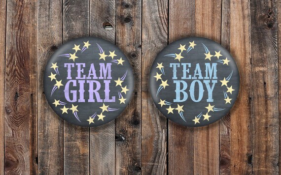 Little Star themed gender reveal pins team boy and team girl | Etsy