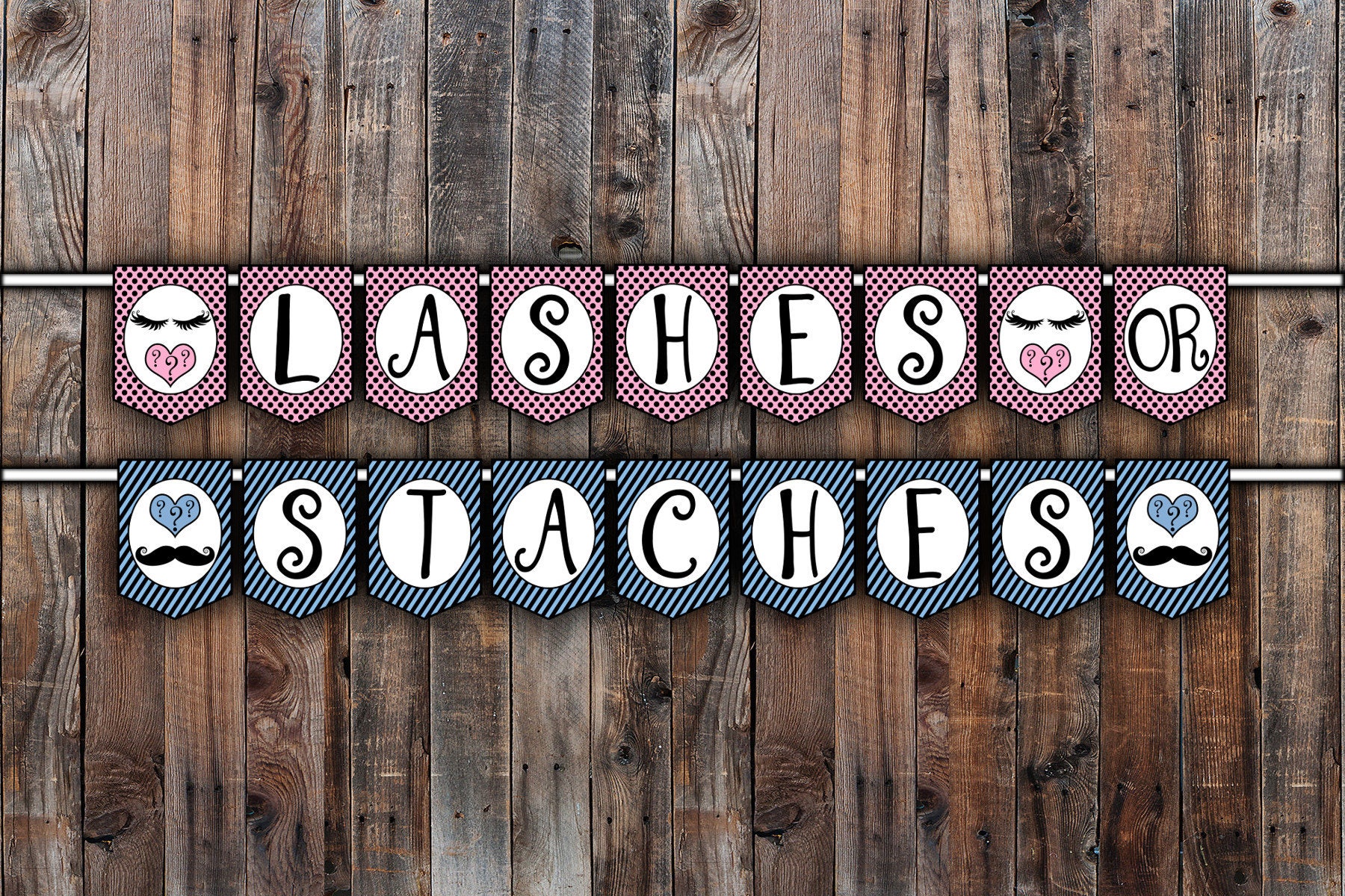 Staches Or Lashes Printable Banner Instant Download Etsy