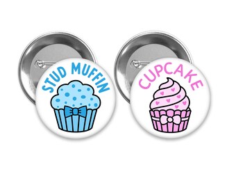 Cupcake Stud Muffin Gender Reveal Pins: Baby Shower Favors