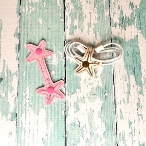 Starfish Cord Organizer, Beach Cord Wrap, Device Cord Wrap, Power Cord Wrap, Cord Wrap---You Choose from 70 Colors!