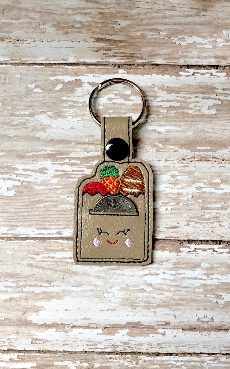 Grocery Bag Quarter Holder, Grocery Store Keychain, Quarter Key Chain, Snap Tab, Key Fob, Quarter Saver image 2