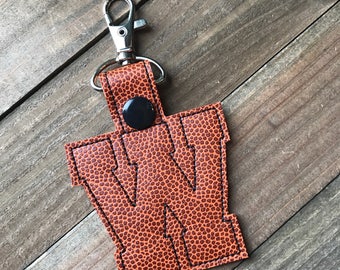 Basketball Initial Keychain, Basketball Team Gift, Basketball Letter Key Fob, Basketball Bag Tag, Basketball Zipper Pull