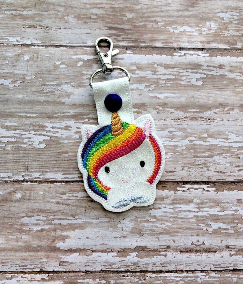 Unicorn Keychain Unicorn Key Chain Cute Unicorn With Rainbow Etsy