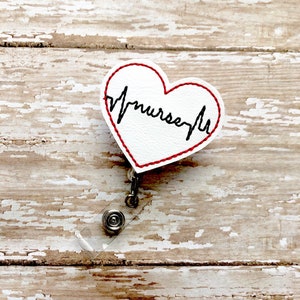 Nurse EKG Heart Badge Reel, Nurse Badge Reel, ID badge reel, Retractable Badge Reel, Hospital Badge Reel, Doctor Badge Reel