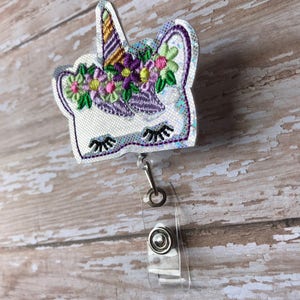 Unicorn Badge Reel, Nurse Badge Reel, ID badge reel, Retractable Badge Reel, Hospital Badge Reel, Happy Unicorn Badge Reel image 4