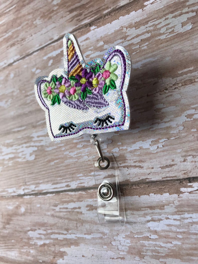 Unicorn Badge Reel, Nurse Badge Reel, ID badge reel, Retractable Badge Reel, Hospital Badge Reel, Happy Unicorn Badge Reel image 4