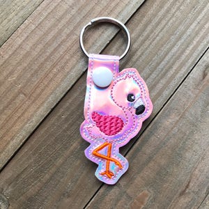Flamingo Keychain, Flamingo Key chain, Cute Flamingo Zipper Pull, Flamingo Bag Tag, Pink, Beach Keychain