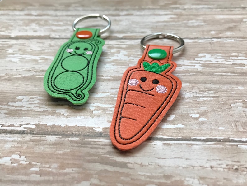 Best Friends Keychain Peas and Carrots Key Fob Best Friend Etsy