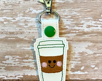 Coffee Keychain, Coffee Key Chain, Coffee Snap Tab, Coffee Zipper Pull