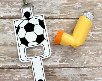 Soccer Inhaler Holder, Soccer ball Inhaler Keeper, Soccer Ball Inhaler Bag Clip, Sports Inhaler Keychain