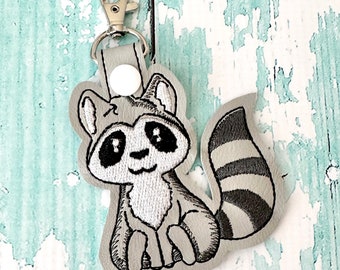 Raccoon Keychain, Racoon Key chain, Racoon Zipper Pull, Racoon Gift, Racoon Bag Tag, Racoon Key Fob --- 70 Colors