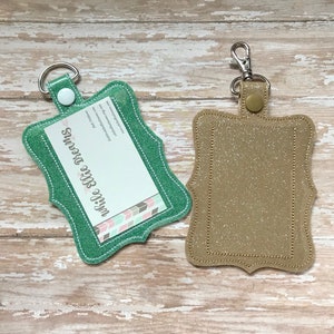 ID Badge Holder, Badge Holder, ID Holder, Horizontal or Vertical, You choose from 70 Colors Mint Glitter