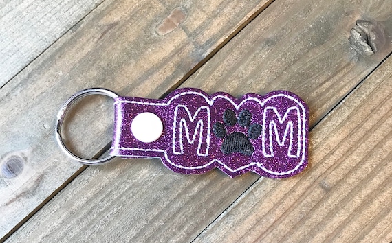 Dog Mom Keychain, Dog Mom Key Chain, Pet Mom Snap Tab, Key Fob, Dog Mom Bag Tag --- You Choose 70 Colors!