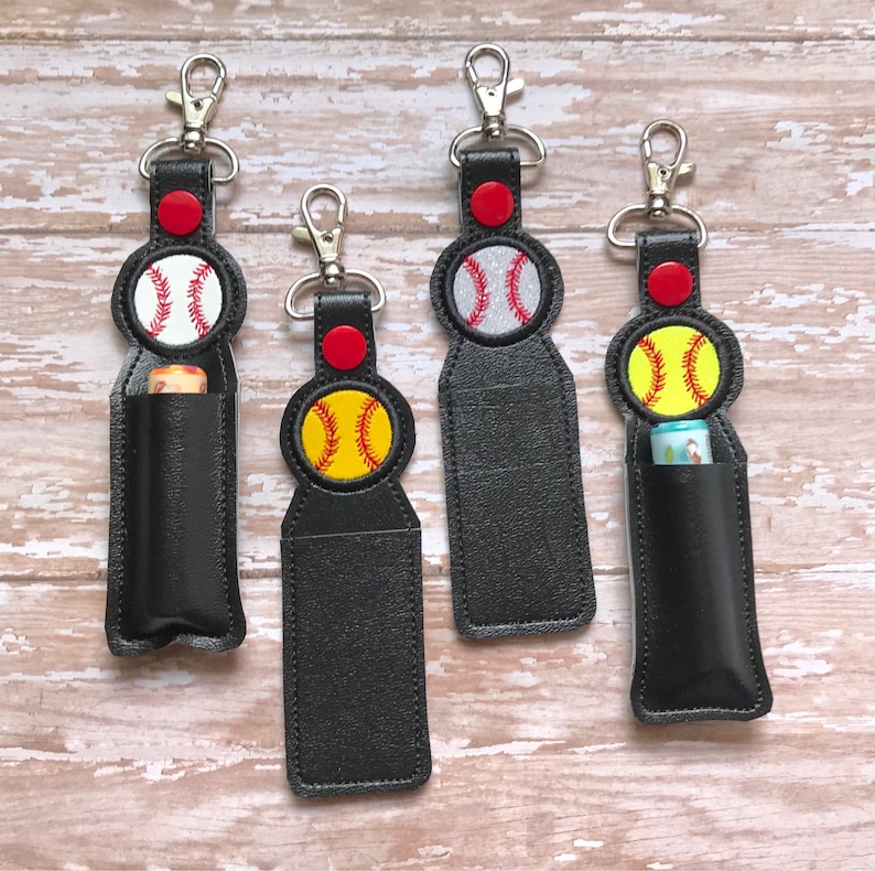 Baseball Keychain Baseball Lip Balm Holder Baseball Bag Tag Etsy