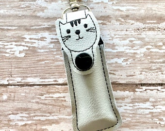 Kitty Cat Lip Balm Holder, Cat Lip Balm Keychain, Kitten Lip Balm Cozy, Cat Lover Balm Holder