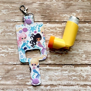 Mermaid Inhaler Holder, Mermaid Inhaler Keeper, Mermaid Inhaler Bag Clip, Inhaler Keychain