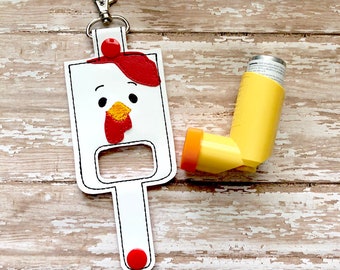 Chicken Inhaler Holder, Inhaler Keeper, Chicken Inhaler Holder, Inhaler Keychain  --- you choose from 70 Colors