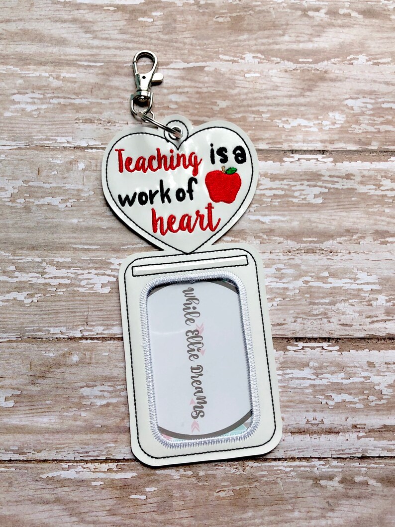 Teacher ID Badge Holder Badge Holder ID Holder Vertical or Etsy