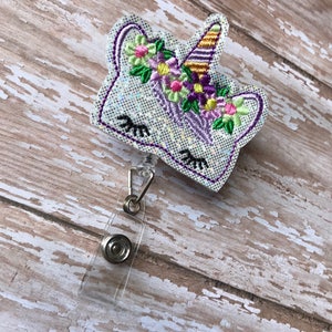 Unicorn Badge Reel, Nurse Badge Reel, ID badge reel, Retractable Badge Reel, Hospital Badge Reel, Happy Unicorn Badge Reel image 3