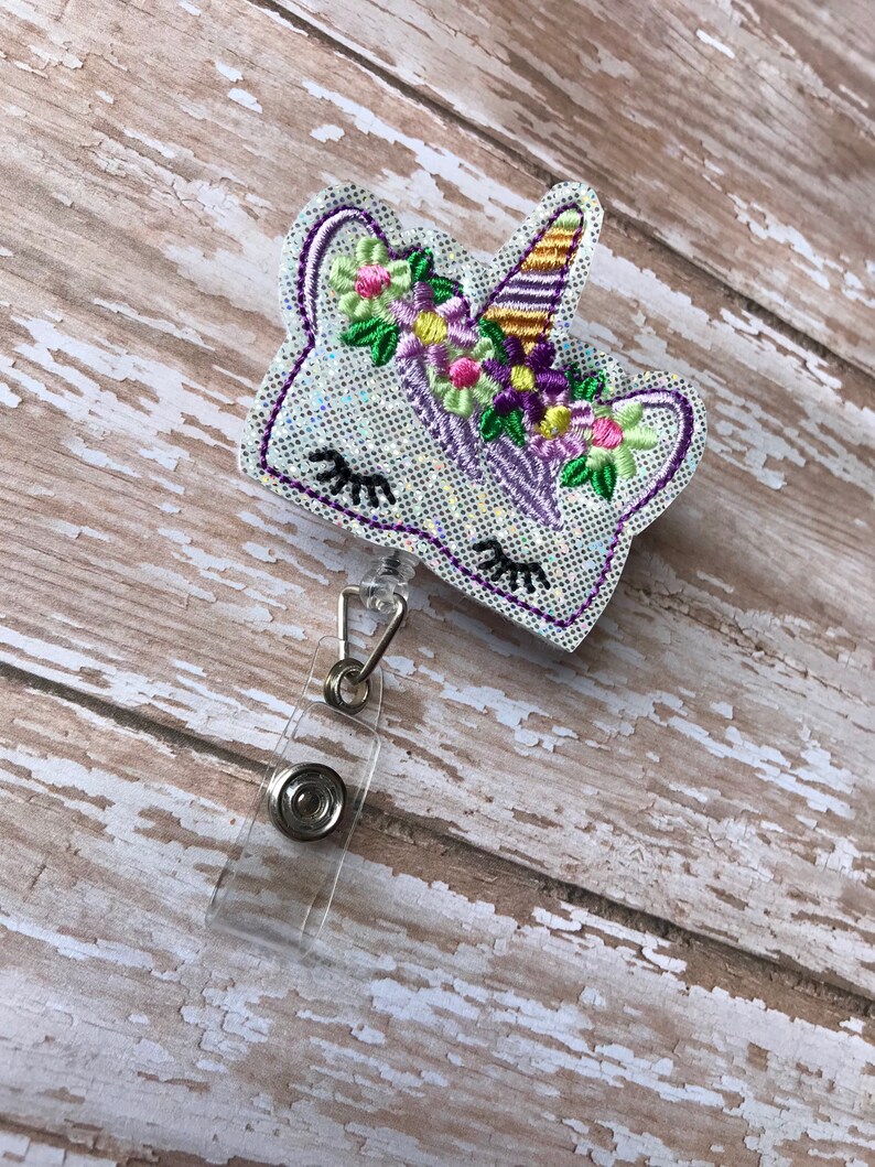 Unicorn Badge Reel, Nurse Badge Reel, ID badge reel, Retractable Badge Reel, Hospital Badge Reel, Happy Unicorn Badge Reel image 3