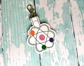 Porte-clé Atom, Porte-clé Atom, Tirette Atom, Étiquette de sac pour les lecteurs, Porte-clé scientifique, Cadeau pour les scientifiques