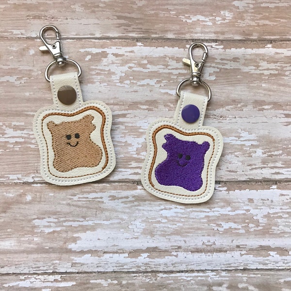 Best Friends Keychain, Peanut Butter and Jelly Key Fob, Best Friend Bag Tag, Peanut Butter and Jelly Zipper Pull, BFF Gift