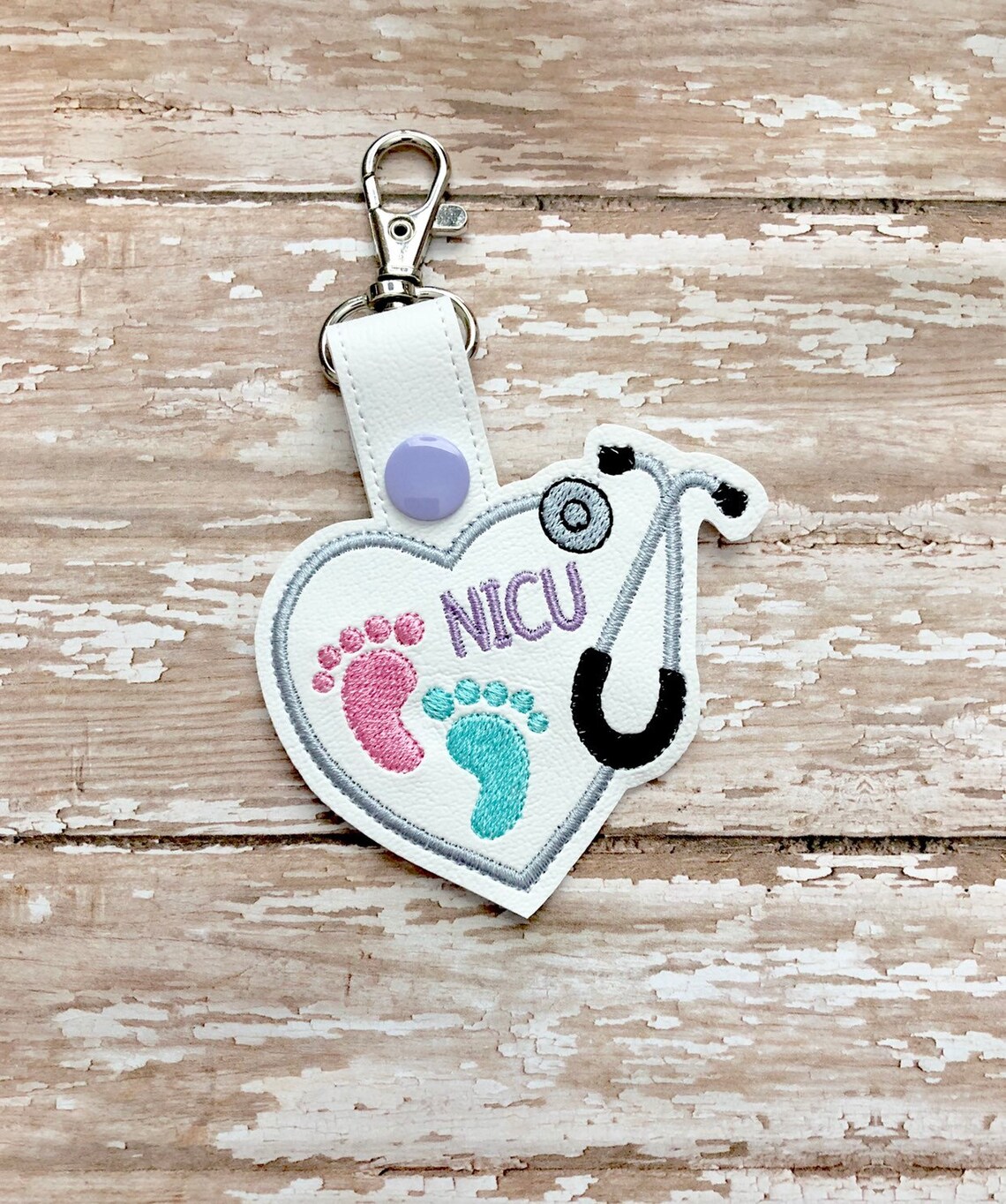 NIcu nurse Keychain Nicu Key chain Nicu steth clip Nicu Etsy